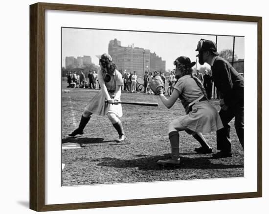 Rookie Outfielder from Racine Preparing to Sock One on the Nose-Wallace Kirkland-Framed Photographic Print