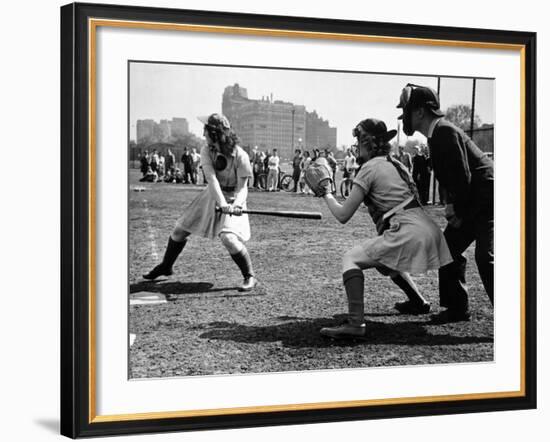 Rookie Outfielder from Racine Preparing to Sock One on the Nose-Wallace Kirkland-Framed Photographic Print