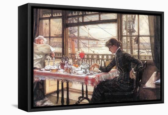 Room with a Glance from the Port-James Tissot-Framed Stretched Canvas