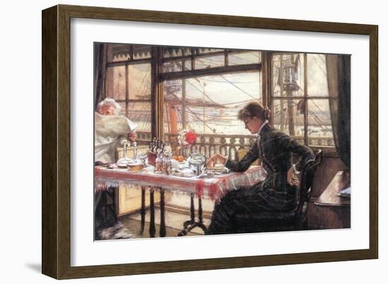 Room with a Glance From The Port-James Tissot-Framed Art Print