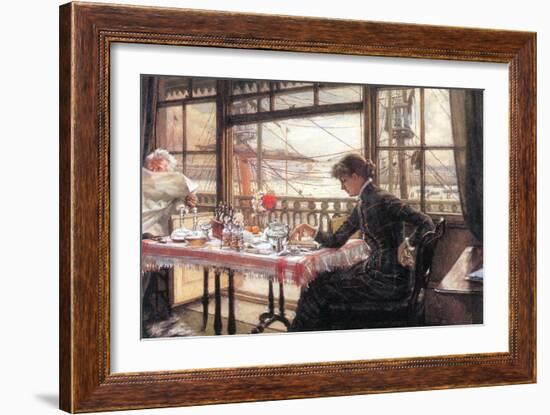 Room with a Glance From The Port-James Tissot-Framed Art Print