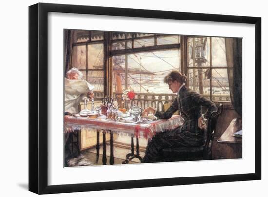 Room with a Glance From The Port-James Tissot-Framed Art Print