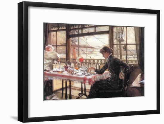 Room with a Glance From The Port-James Tissot-Framed Art Print