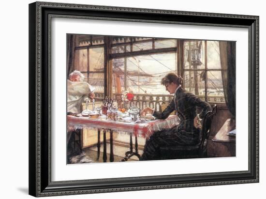 Room with a Glance From The Port-James Tissot-Framed Art Print
