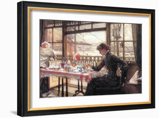 Room with a Glance From The Port-James Tissot-Framed Art Print