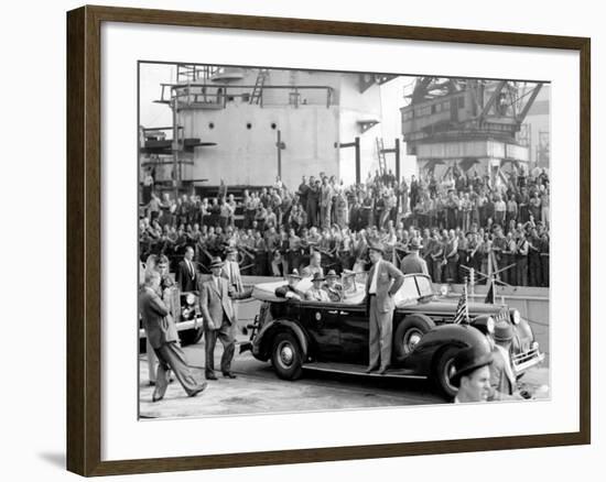 Roosevelt at the Naval Shipyards, Philadelphia, Pennsylvania-null-Framed Photo