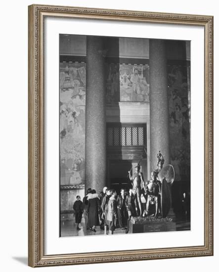 Roosevelt Memorial Hall, American Museum of Natural History, Dramatic Bronze Nandi Spearmen-Margaret Bourke-White-Framed Photographic Print