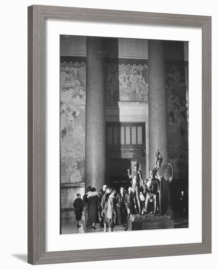 Roosevelt Memorial Hall, American Museum of Natural History, Dramatic Bronze Nandi Spearmen-Margaret Bourke-White-Framed Photographic Print