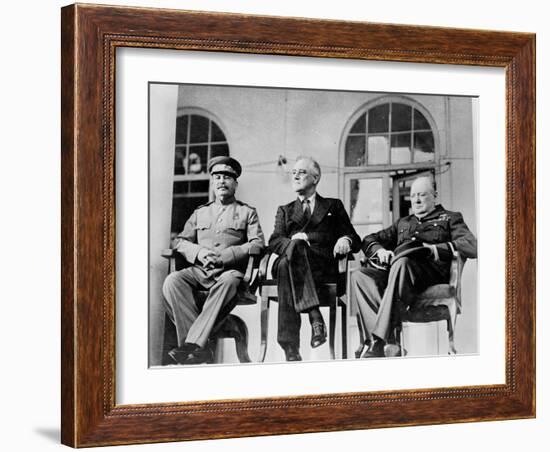 Roosevelt, Stalin, and Churchill at the Teheran conference, 1943-null-Framed Photographic Print