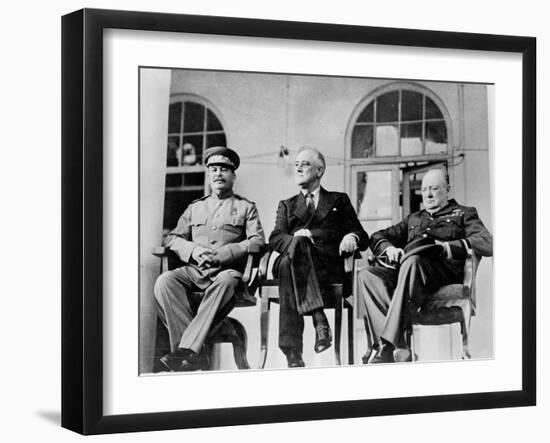 Roosevelt, Stalin, and Churchill at the Teheran conference, 1943-null-Framed Photographic Print