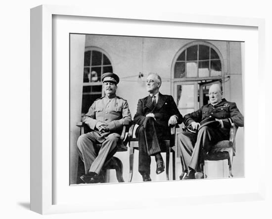 Roosevelt, Stalin, and Churchill at the Teheran conference, 1943-null-Framed Photographic Print