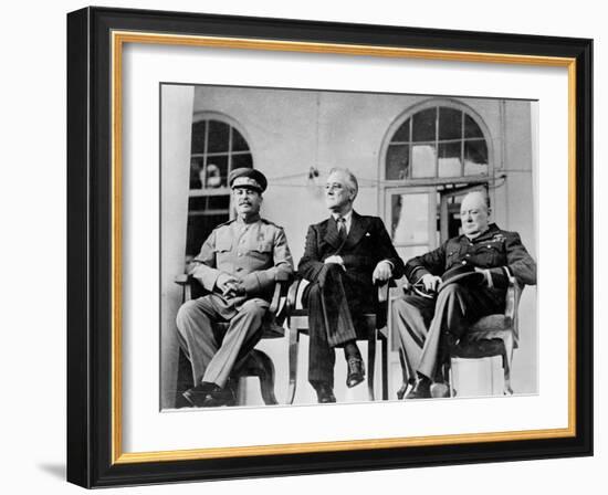 Roosevelt, Stalin, and Churchill at the Teheran conference, 1943-null-Framed Photographic Print