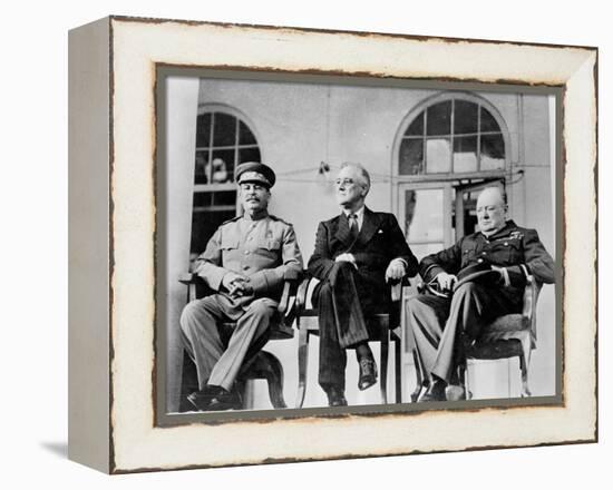 Roosevelt, Stalin, and Churchill at the Teheran conference, 1943-null-Framed Premier Image Canvas