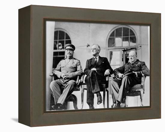 Roosevelt, Stalin, and Churchill at the Teheran conference, 1943-null-Framed Premier Image Canvas