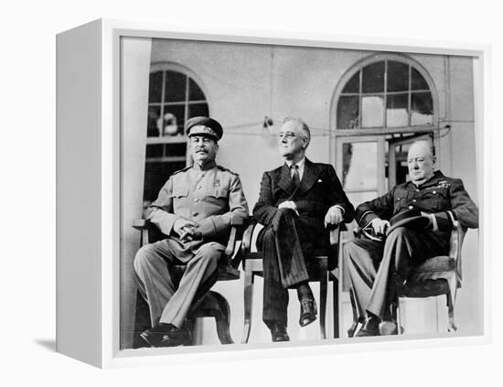 Roosevelt, Stalin, and Churchill at the Teheran conference, 1943-null-Framed Premier Image Canvas