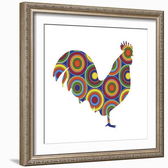 Rooster Abstract Circles-Ron Magnes-Framed Giclee Print