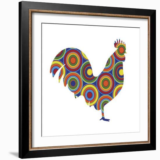 Rooster Abstract Circles-Ron Magnes-Framed Giclee Print