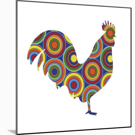 Rooster Abstract Circles-Ron Magnes-Mounted Giclee Print