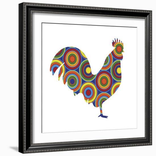 Rooster Abstract Circles-Ron Magnes-Framed Giclee Print