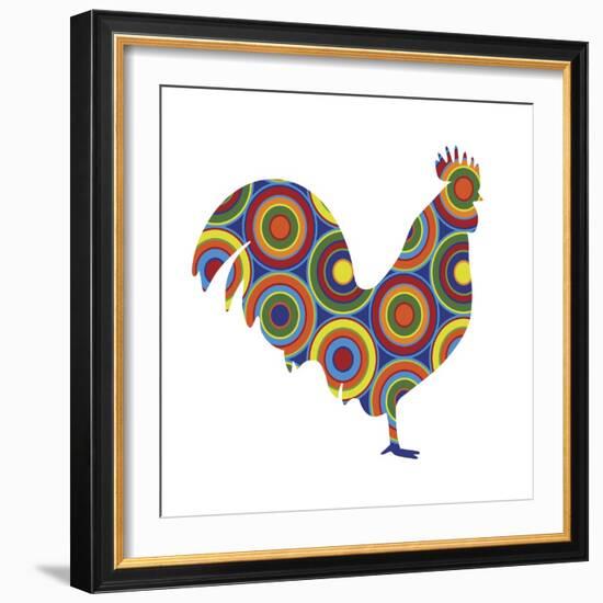 Rooster Abstract Circles-Ron Magnes-Framed Giclee Print