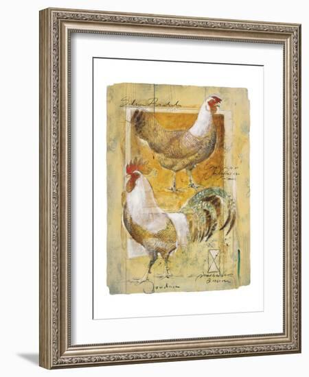 Rooster and Hen-Joadoor-Framed Art Print