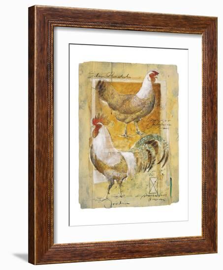 Rooster and Hen-Joadoor-Framed Art Print