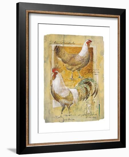 Rooster and Hen-Joadoor-Framed Art Print