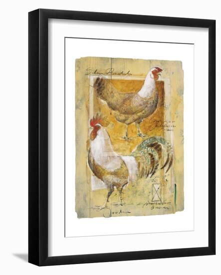 Rooster and Hen-Joadoor-Framed Art Print