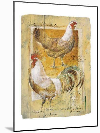 Rooster and Hen-Joadoor-Mounted Art Print