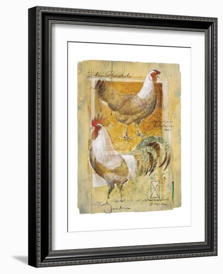 Rooster and Hen-Joadoor-Framed Art Print