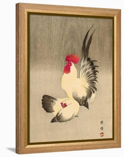 Rooster and Hen-Bairei Kono-Framed Premier Image Canvas