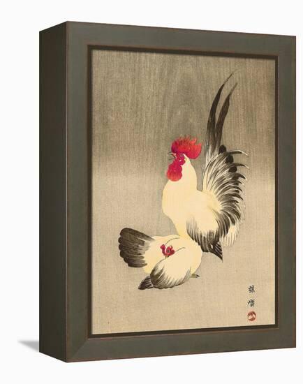 Rooster and Hen-Bairei Kono-Framed Premier Image Canvas