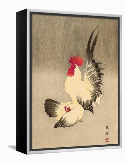 Rooster and Hen-Bairei Kono-Framed Premier Image Canvas