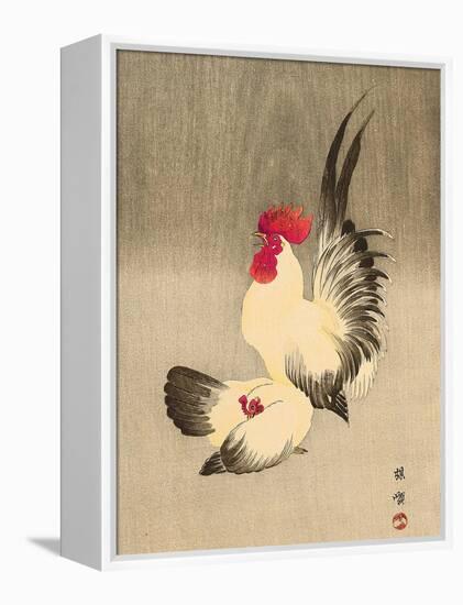 Rooster and Hen-Bairei Kono-Framed Premier Image Canvas