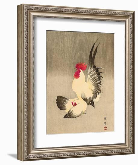 Rooster and Hen-Bairei Kono-Framed Giclee Print