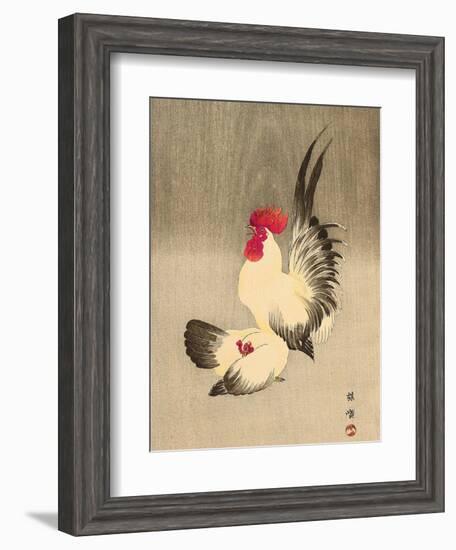 Rooster and Hen-Bairei Kono-Framed Giclee Print