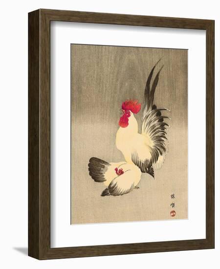 Rooster and Hen-Bairei Kono-Framed Giclee Print