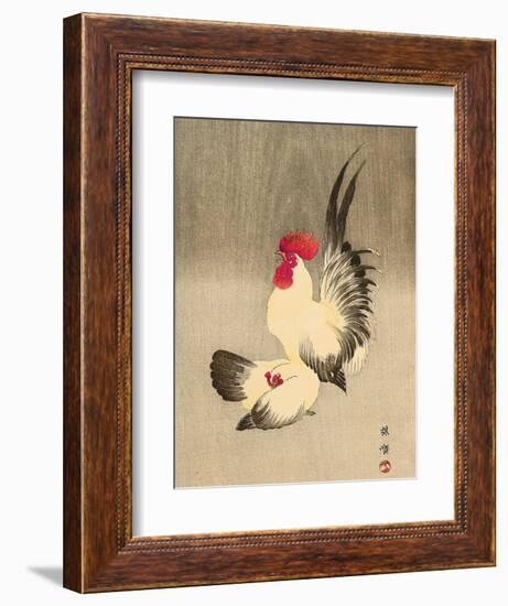 Rooster and Hen-Bairei Kono-Framed Giclee Print