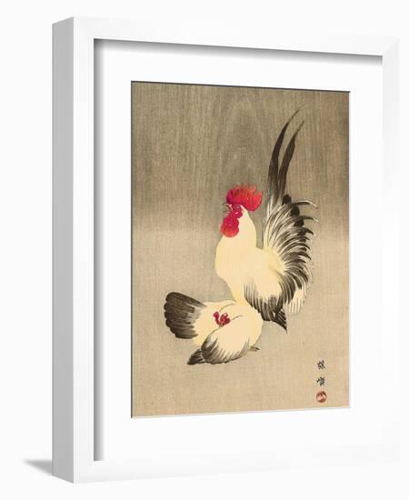 Rooster and Hen-Bairei Kono-Framed Giclee Print