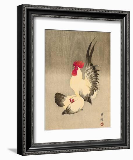 Rooster and Hen-Bairei Kono-Framed Giclee Print