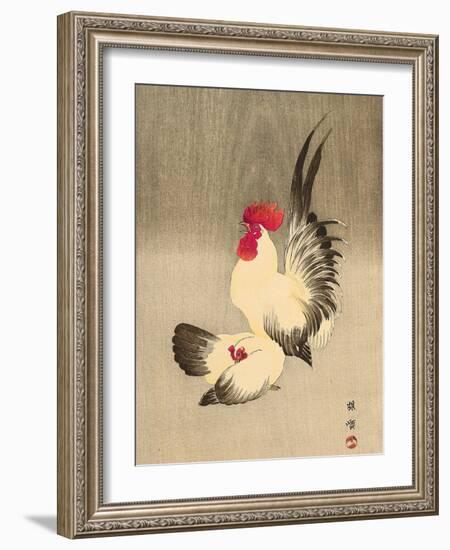 Rooster and Hen-Bairei Kono-Framed Giclee Print