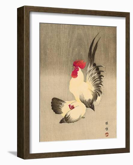 Rooster and Hen-Bairei Kono-Framed Giclee Print