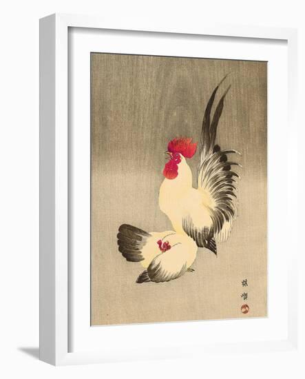 Rooster and Hen-Bairei Kono-Framed Giclee Print