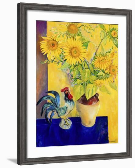 Rooster and Sunflowers (Coq et Tournesols)-Isy Ochoa-Framed Giclee Print