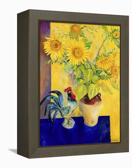 Rooster and Sunflowers (Coq et Tournesols)-Isy Ochoa-Framed Premier Image Canvas