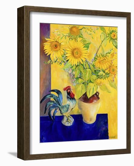 Rooster and Sunflowers (Coq et Tournesols)-Isy Ochoa-Framed Giclee Print