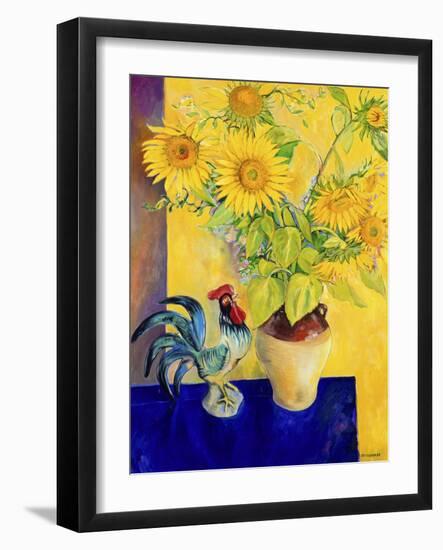 Rooster and Sunflowers (Coq et Tournesols)-Isy Ochoa-Framed Giclee Print