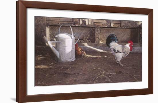 Rooster And Watering Can-Peter Munro-Framed Premium Giclee Print