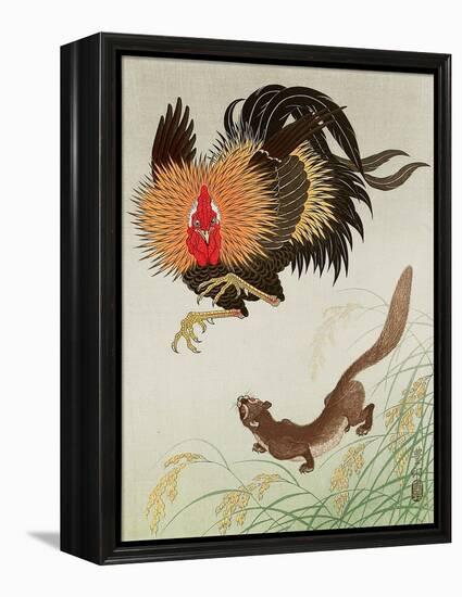 Rooster and Weasel-Koson Ohara-Framed Premier Image Canvas