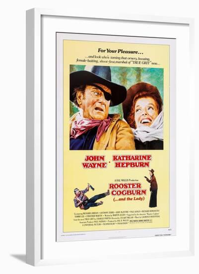 ROOSTER COGBURN, John Wayne, Katharine Hepburn, 1975-null-Framed Art Print